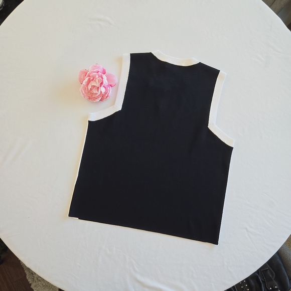 🏷️LRL Sleeveless Knit Black White Sweater Size 1X RALPH LAUREN - Picture 3 of 6